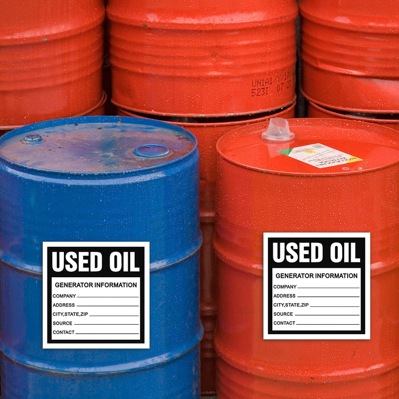 [Australia - AusPower] - Harloon 100 Pack Adhesive-Poly Vinyl Hazardous Waste Label 6 x 6 Inches Used Oil Label, Black and White Hazardous Material Stickers for Industrial, Chemical Safety Compliance(Information Style) Information Style 