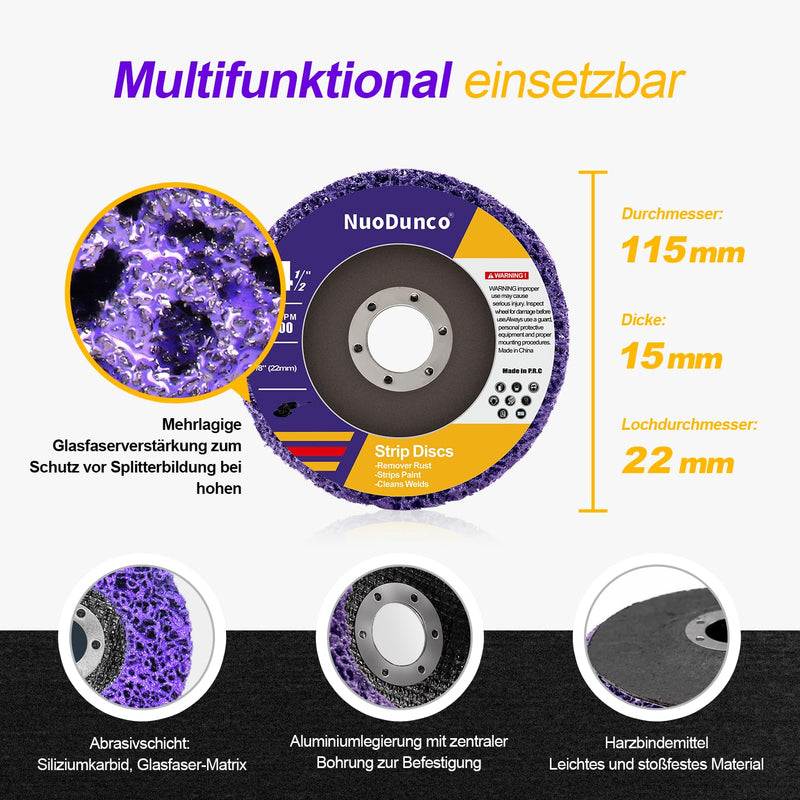 SI FANG CSD Disc 115 mm Coarse Cleaning Discs for Angle Grinder, Paint Scraper, Rust Remover, Pack of 5 Sanding Discs for Metal, Stone, Plastic, Concrete 115mm