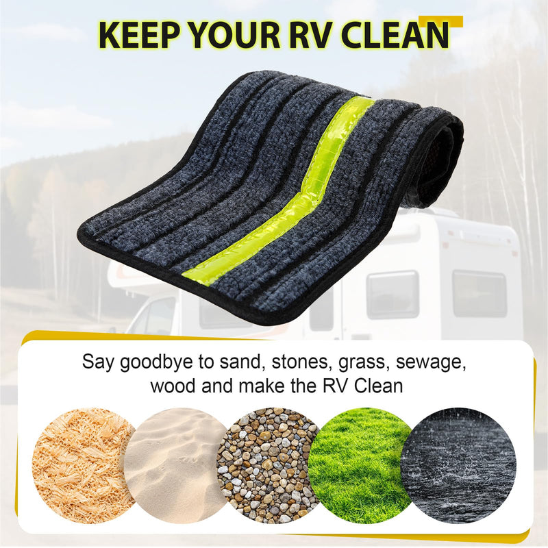 Zhengmy 6 Pack Rv Step Covers Non Slip Rv Stair Treads with Reflective Strip Waterproof Outdoor Camper Step Rugs Replacement Covers for Travel Trailer Motorhome Mobile Home 24 x 7.5 Inch