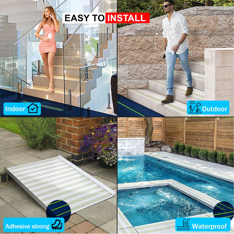 [Australia - AusPower] - Grip Tape Clear Glow in The Dark Anti Slip Tape Reflective Waterproof 4 in x30 Ft Indoor/Outdoor Stair treads Non Slip Skateboard Grip Tape Safety Friction Adhesive Shower Floor Grips Stickers 4in x 30ft clear with a line of glow 
