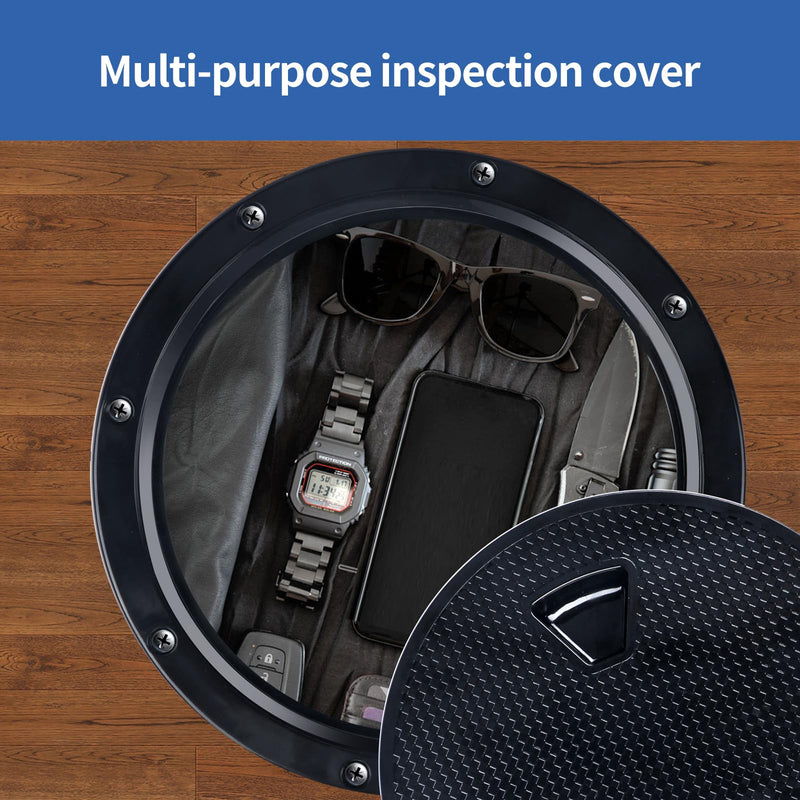 Hoffen Boat Hatch, 4" 6" 8" Round Non Slip Inspection Hatch w/Detachable Cover for Marine Boat Yacht Black 8 Inch