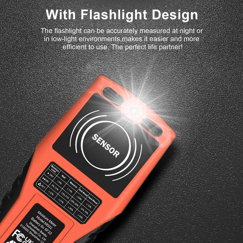 [Australia - AusPower] - Pinless Moisture Meter MS02 Non-Destructive Wood Moisture Meter Detector with Large LCD Display, Batteries, 4 Modes for Wood, Firewood,Walls,Building Materials 