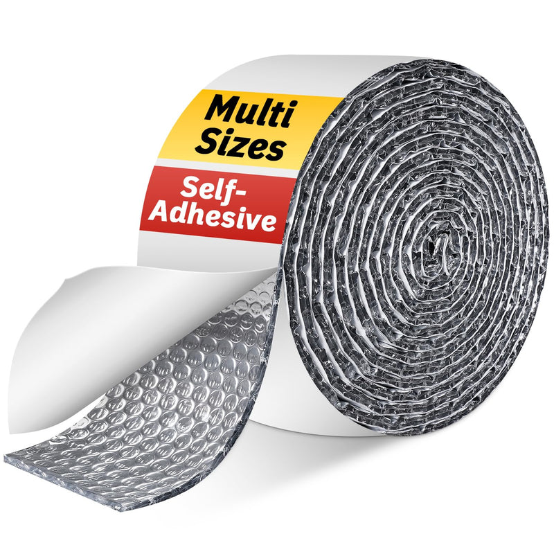 Double Bubble Reflective Foil Insulation Tape, Self-Adhesive Ac Pipe Insulation Wrap for AC Hose, HVAC Duct, Exhaust Hose, Bubble Wrap Insulation for Weatherproof Attics, Windows, Garages - 4 inch 4in wide x 16.5ft long
