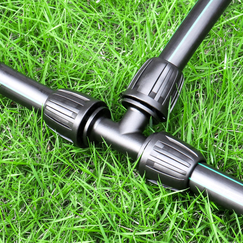[Australia - AusPower] - 1/2" Drip Irrigation Tee Fittings: 10-Piece Barbed Locked Nut Tee Connectors for 1/2" Drip Tubing (0.650" OD, 13mm ID) Locked Tee-10P 