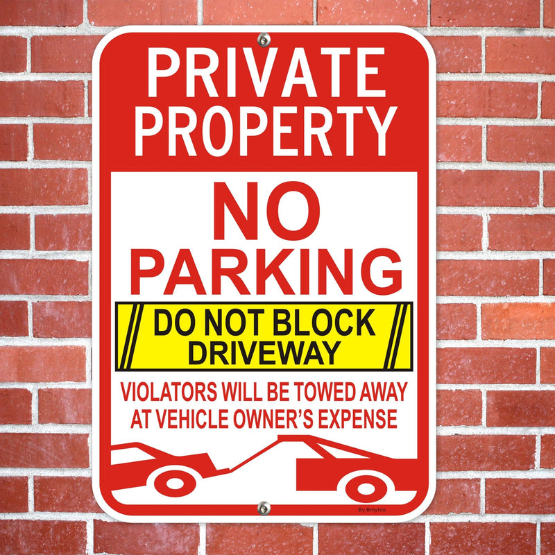 2Pack Large Private Property No Parking Do Not Block Driveway Signs, Violators Will Be Towed Away at Vehicle Owner's Expense, 18" x 12" Reflective Aluminum, Durable Ink, Easy to Install 18"X12" - 2 Pack