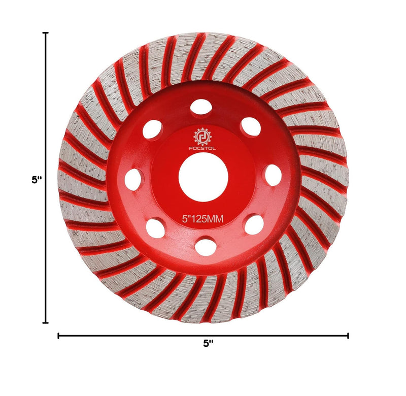 [Australia - AusPower] - Diamond Grinding Cup Wheel - 5''(125mm) Turbo Row Grinding Wheel for Concrete Granite Marble Masonry Artificial Stone for Angle Grinder 