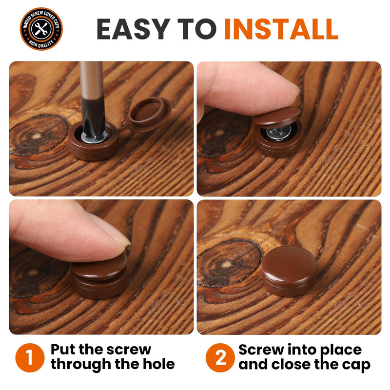 [Australia - AusPower] - HNYYZL Plastic Hinged Screw Covers Caps, Screw Caps upholstery screws 100 PCS Brown, Shutter Screw Caps Snap Washer Covers Flip Tops for Covering Screw Heads, Screw Protection (L) L 