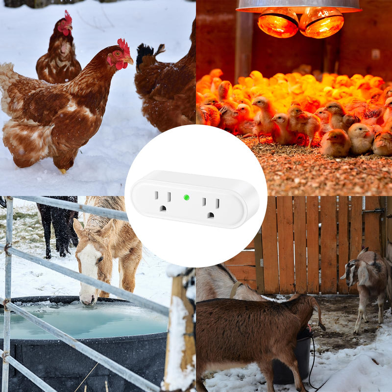 Thermostatically Controlled Outlet 3 Pack – Automatically Turns On at 32°F and Off at 50°F, Safe & Energy-Saving Thermo Cube for Chicken Water Heater, Pet Bowl, Bird Bath, and Roof Deicer White 3Pcs