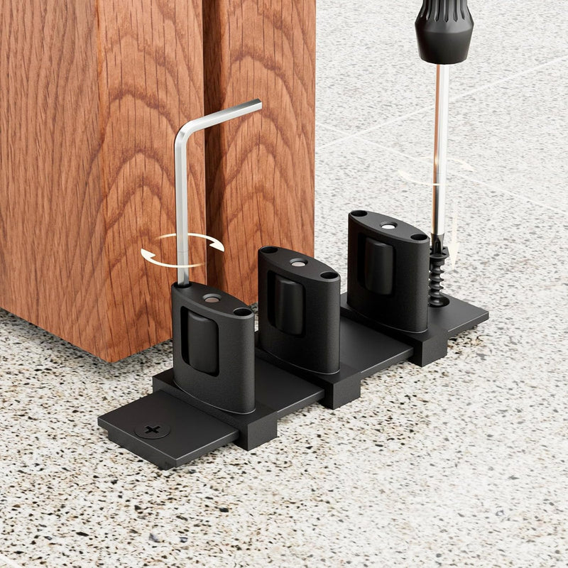 Siding Closet Door Floor Guide,Barn Door Guide for Bottom,Adjustable Bypass Door Floor Guide 3-Roller Design,Black（2PCS） 2 Black
