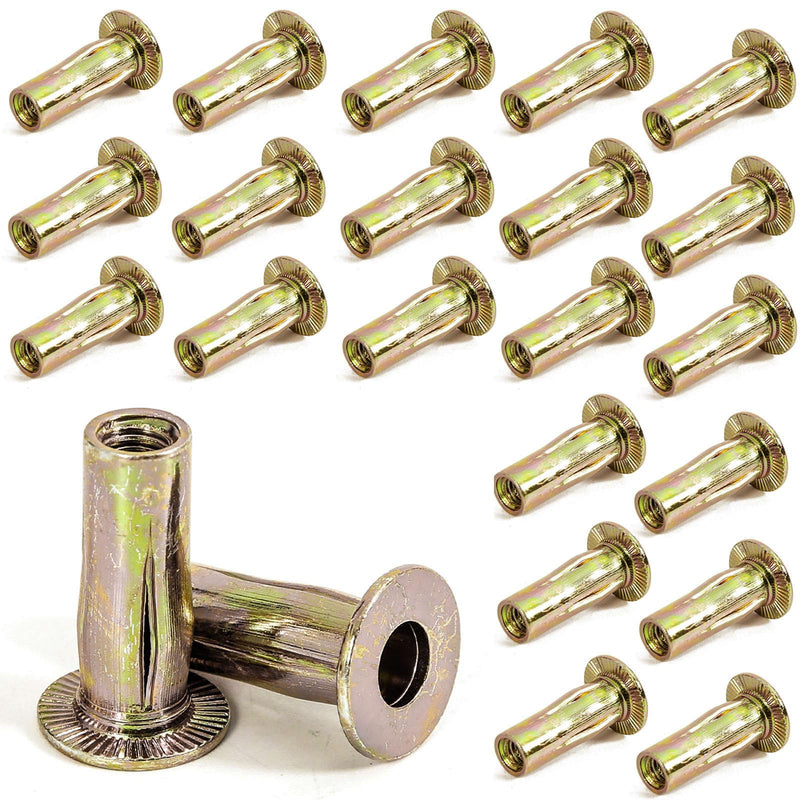 [Australia - AusPower] - 25Pcs M6 Multi Grip Rivet Nuts Pre Bulbed Shank Carbon Steel Color-Zinc-Plated Flat Head Threaded Insert Nut 