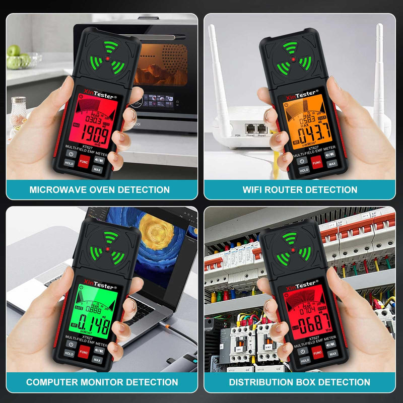 [Australia - AusPower] - Xin Tester EMF Detector Meter 3-in-1 Digital Electromagnetic Radiation Magnetic Field Reader Tester, Home Outdoor Microwave Radioactive Ghost Hunting Cell Phone Towers WiFi Signal Detecting XT627 