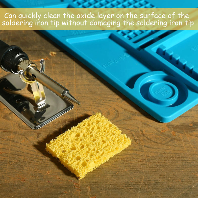 [Australia - AusPower] - 30 pieces cleaning sponge, soldering iron cleaning sponge, replacement sponge, welding cleaning sponge, industrial sponge, soldering iron cleaner pads, with tweezers for clean soldering tips 