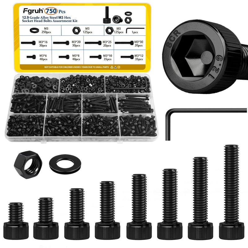 [Australia - AusPower] - 2200PCS Metric M2 M3 M4 M5 Hex Socket Button Head Bolts Assortment Kit & 750PCS M3 Hex Socket Head Bolts Assortment Kit 