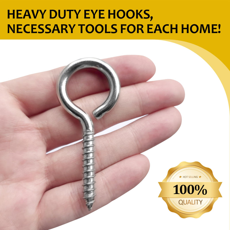 [Australia - AusPower] - 12 Pcs Screws Eye hooks 2.56 Inch 304 Stainless Steel Heavy Duty Eye Hooks Screw,m5 screw eye,Rust and Corrosion Resistant,Load Bearing 200LB,Indoor & Outdoor Use (12) 12 