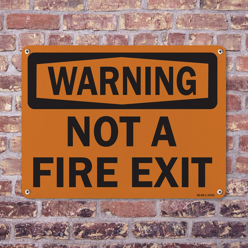 Not A Fire Exit OSHA Warning Rigid Plastic Sign 14 Inch x 10 Inch - 5 Pack 5 Pack of 14" x 10"