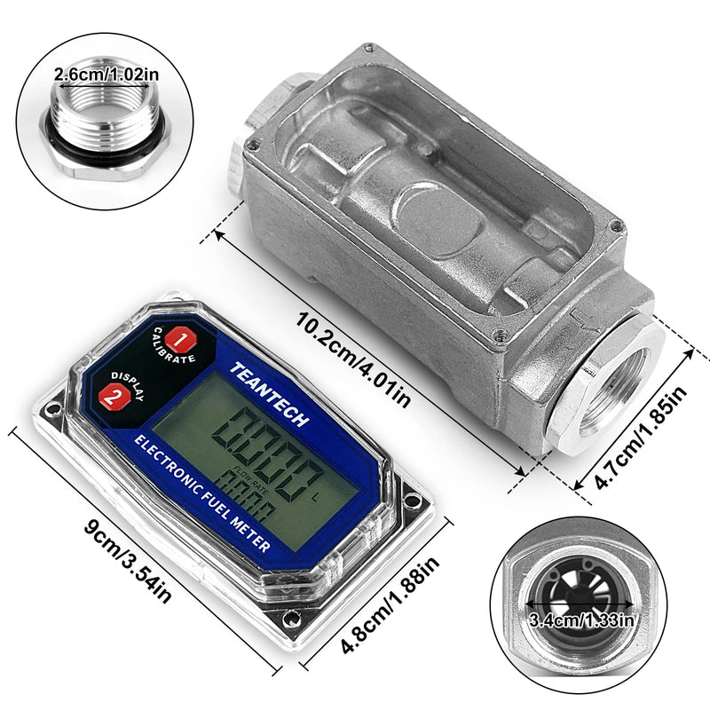[Australia - AusPower] - Turbine Flow Meter 3/4" inch Digital LCD Display with NPT Counter Oil Flowmeter Kerosene Diesel Fuel Flow for Measure Diesel Kerosene Gasoline 3/4 inch Blue black 