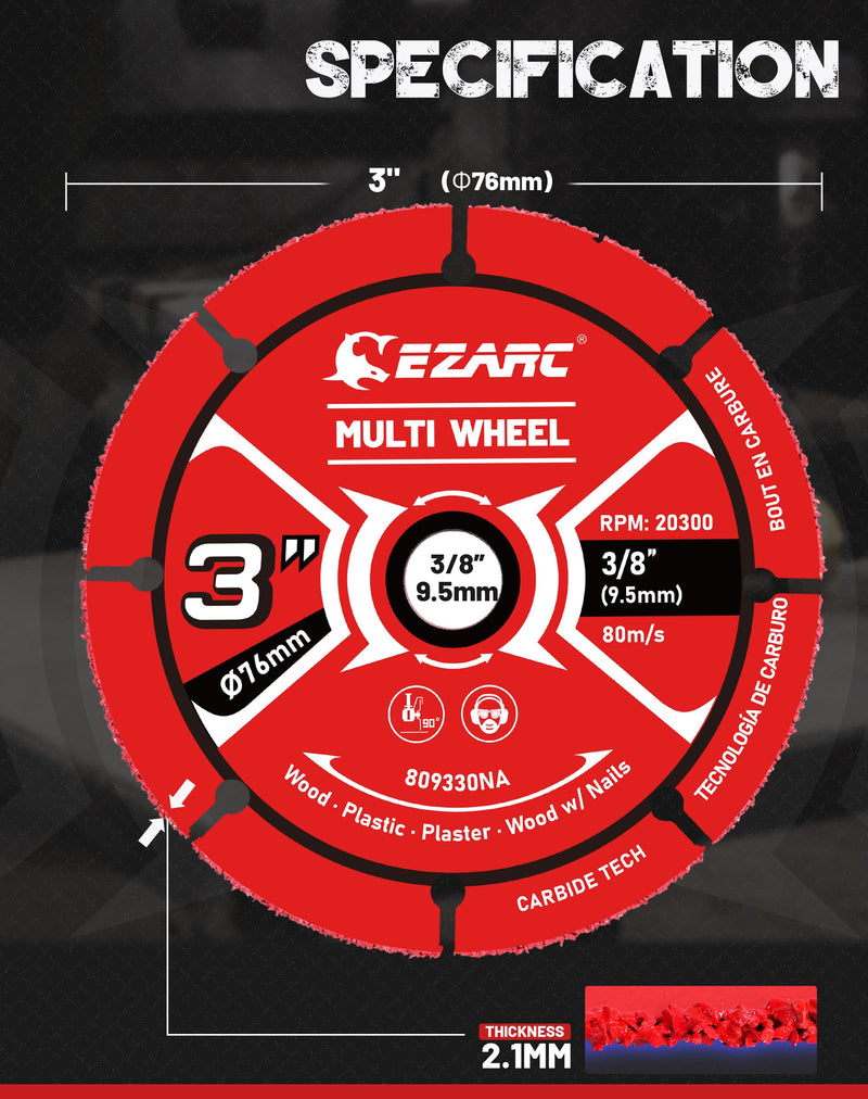 [Australia - AusPower] - EZARC 3 Inch Cut Off Wheels, Carbide Cutting Disc, Angle Grinder Cutting Wheel for Wood, Wood with Nails, Laminate, Plastic, Plaster, 2 Pack 