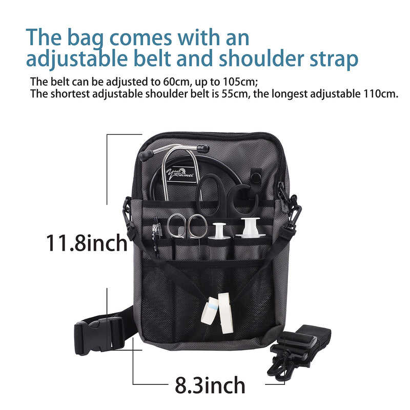 [Australia - AusPower] - Nurse Belt Organizer Pouch,Medical Fanny Pack for Nurses,Nurse Fanny Pack with Stethoscope Holder(YRHS-KB-Grey) Grey 