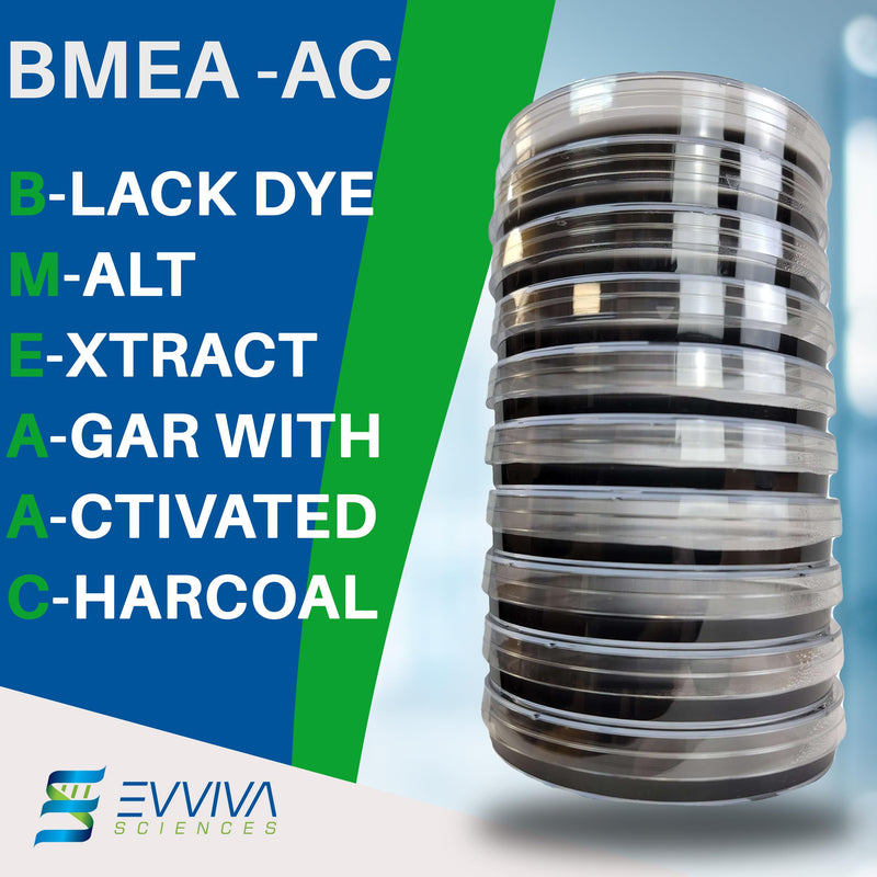 ES EVVIVA SCIENCES Pre-Poured Black Malt Extract Agar Plates – Includes Both Black Dye & Charcoal for Enhanced Culture Visualization - Excellent Growth Medium - Great for Mushrooms & Science Projects