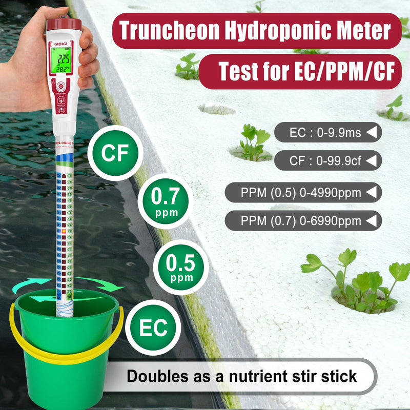[Australia - AusPower] - pH Meter and PPM Meter for Hydroponics, EC PPM Temp pH Tester for Hydroponic,TDS Water Tester for Drinking Water,Digital pH Meter with Backlit & ATC for Hydroponic Nutrient 