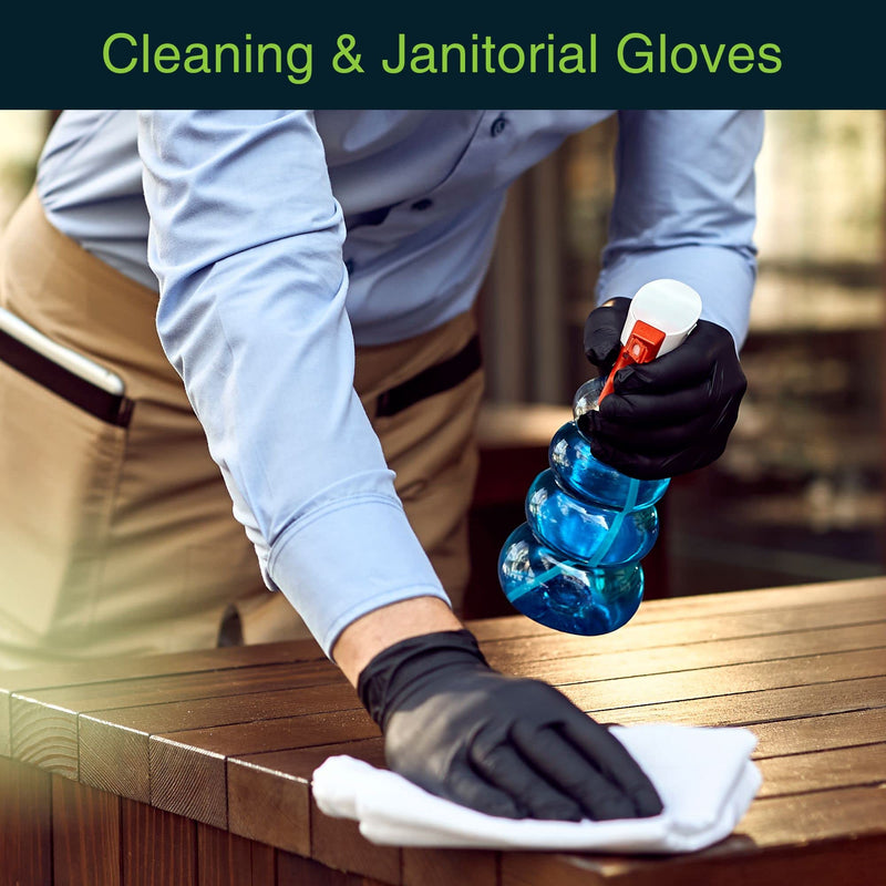 [Australia - AusPower] - Disposable Black Nitrile Gloves Large 100 Count - Extra Thick 4.5 Mil - Powder and Latex Free Rubber Gloves - Surgical Medical Exam Gloves - Food Safe Cooking Gloves 