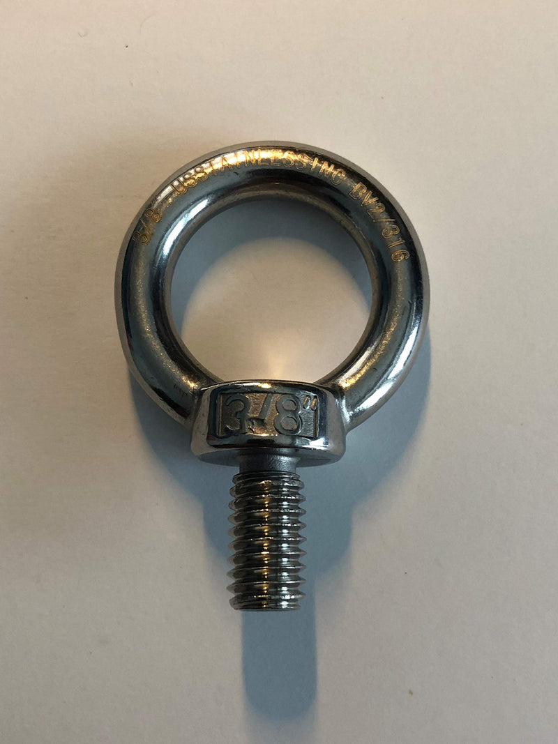 US STAINLESS 10 Pieces Stainless Steel 316 3/8" Lifting Eye Bolt 3/8" UNC Marine Grade Pitch of 16