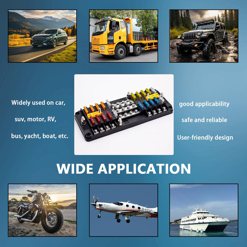 [Australia - AusPower] - 20 Way Blade Fuse Block 16 Circuit Fuse Holder Fuse DC SUB Panel with Ground and Cover for Car Boat Marine Trike Car Truck Vehicle SUV Yacht RV 