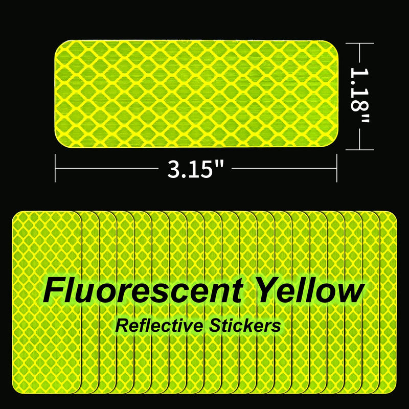 PHIXBEAR Reflective Stickers Super Reflection, Safety Reflective Tape for Car Trailer Truck Bike Motorcycle, 20 Pcs Fluorescent Yellow-Green Outdoor Waterproof 3.15" X 1.18"
