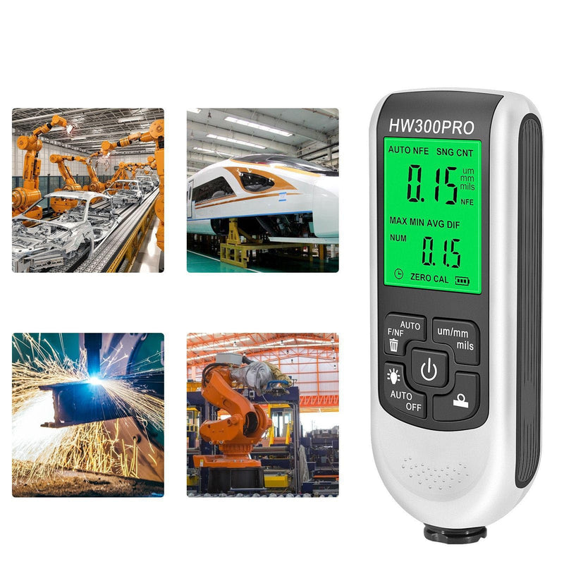 [Australia - AusPower] - Digital Paint Thickness Gauge, 0-2000um Coating Meter Tester with LCD Backlight, Fe NFe Probe for Automotive 