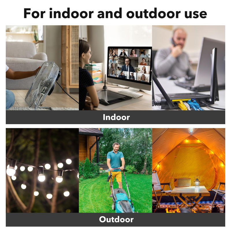 [Australia - AusPower] - BN-LINK 6 ft Indoor Outdoor Extension Cord 16/3 SJTW, 2 Pack, Black, PVC Cable Jacket, 3-Prong, Weather Resistant, Flame Retardant, Suitable for Indoor, Garden, Landscaping & Holiday Decorations, ETL 6FT 2PACK 16 Gauge 