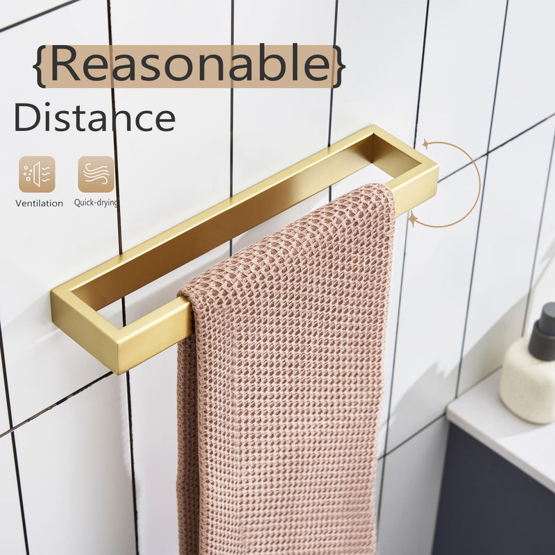 KOKOSIRI Towel Bar Brushed Gold Hand Towel Holder 12 Inch Kitchen Towel Hanger Rack Stainless Steel Bathroom Hardware Wall Mounted, 1 Pack B4008BG-L12 12-Inch