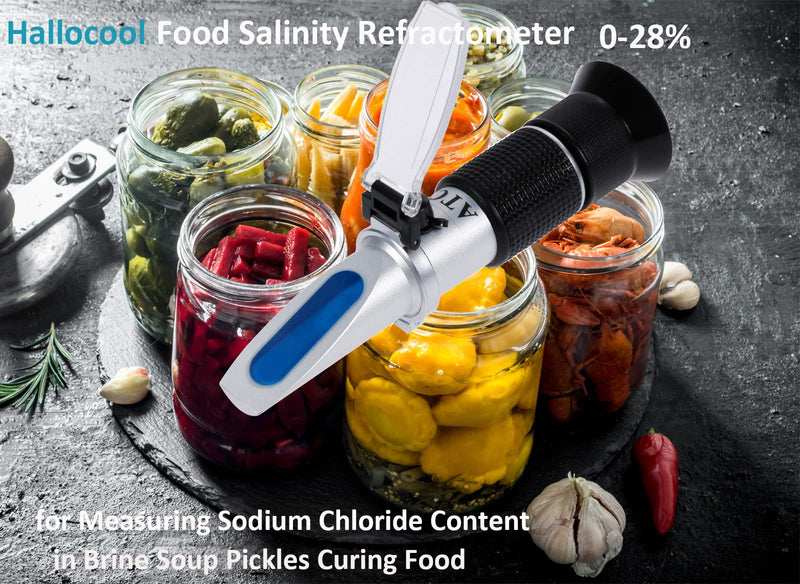 [Australia - AusPower] - Salinity Refractometer 0~28% for Measuring Sodium Chloride Content in Brine, Seawater and Industry, Nacl Refractometer Salinometer Brine Refractometer for Pickles Curing Foods Making 0-28% 