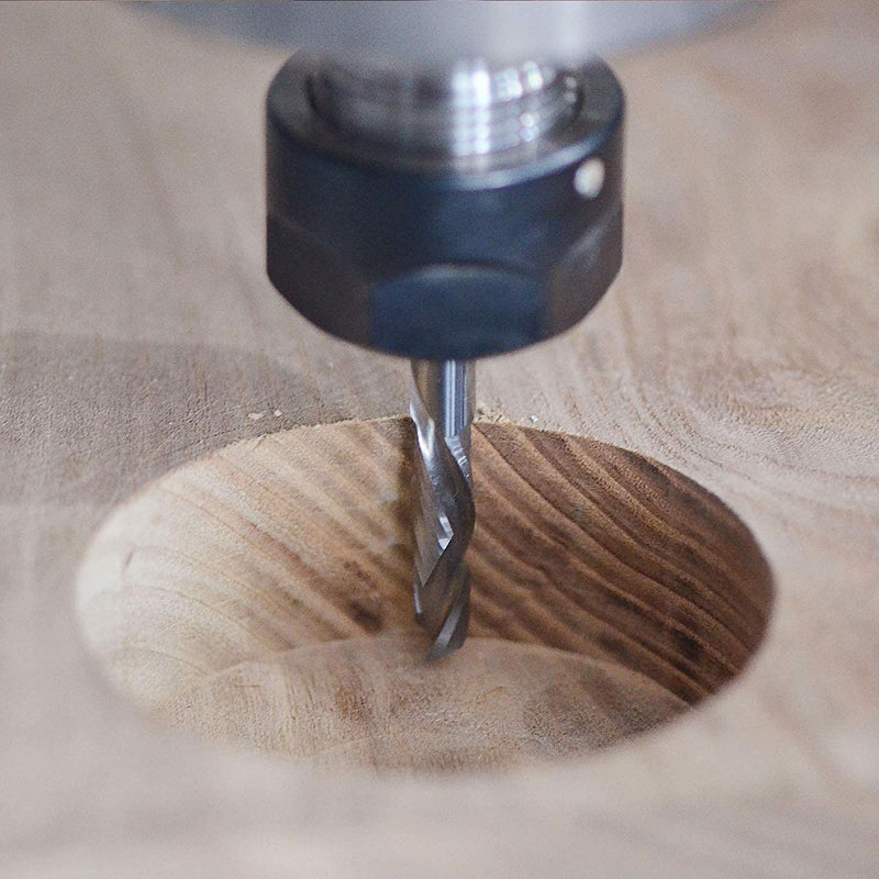 SpeTool Spiral Groove Cutter 8 mm Shaft Compression 32 mm Cutting Length Spiral Cutter CNC Milling Cutter Router Bit Slot Cutter Wood Up & Down Solid Carbide End Mill Cutter for Router Groove Cutter Wood Cutter 1 Dia8-Lenth32