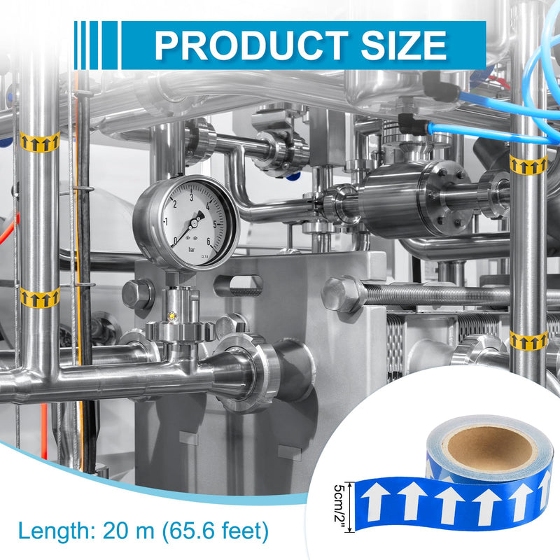 [Australia - AusPower] - MECCANIXITY Directional Pipe Flow Arrow Adhesive Tape Pipeline Arrow Stickers 2 Inch x 65 Ft Pipe Identification Marking Labels for Pipe Flow Markers, White on Blue White/Blue 2"x65' 