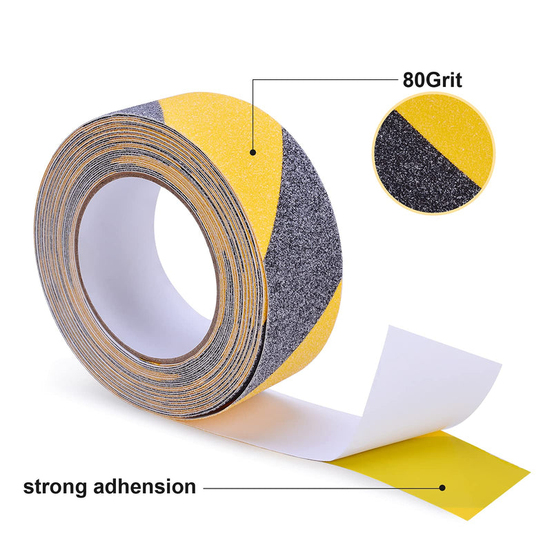 Qingluan Anti Slip Tape, Safety Non Slip Tape Outdoor Waterproof, High Adhesive Grip Tape for Stairs, Tread Step, Ramp, Skateboard, Caution to Keep from Slipping (Yellow/Black, 2 Inch x 33 Foot) 2 Inch x 33 Feet Yellow