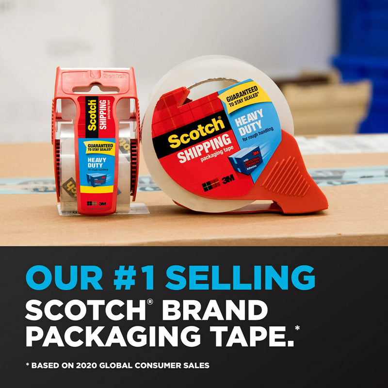 Scotch Heavy Duty Shipping Packing Tape, Clear, Shipping and Packaging Supplies, 1.88 in. x 54.6 yd., 2 Tape Rolls with 1 Heavy Duty Dispenser 2 Rolls