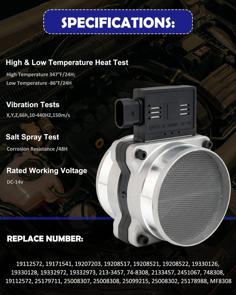 [Australia - AusPower] - 19208521 Mass Air Flow Sensor Meter MAF Sensor Compatible with Chevy & GMC C/K Class Express Camaro Corvette Tahoe Savana Escalade Pontiac V6 V8 Replaces# 19112572 213-3457 25008219 