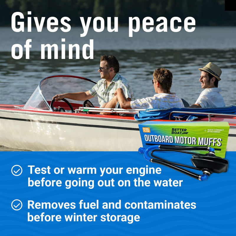 Outboard Motor Muffs Dual Flow Water Muffs for Boat Motor, Double Sided Engine Flush Kit with Hose Adapter, Fits Most Outboard and I/O Engines - Better Boat Dual Sided Muffs