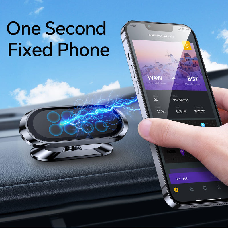 [Australia - AusPower] - 【2-PACK】Magnetic Phone Holder for Car Dash [ Super Magnet ] [ 4 Metal Plate ] Car Mount for Iphone Magnetic Car Mount for Cell Phone [ 360° Rotation ] Universal Dashboard Carmount Magnetic Phone Mount Black 