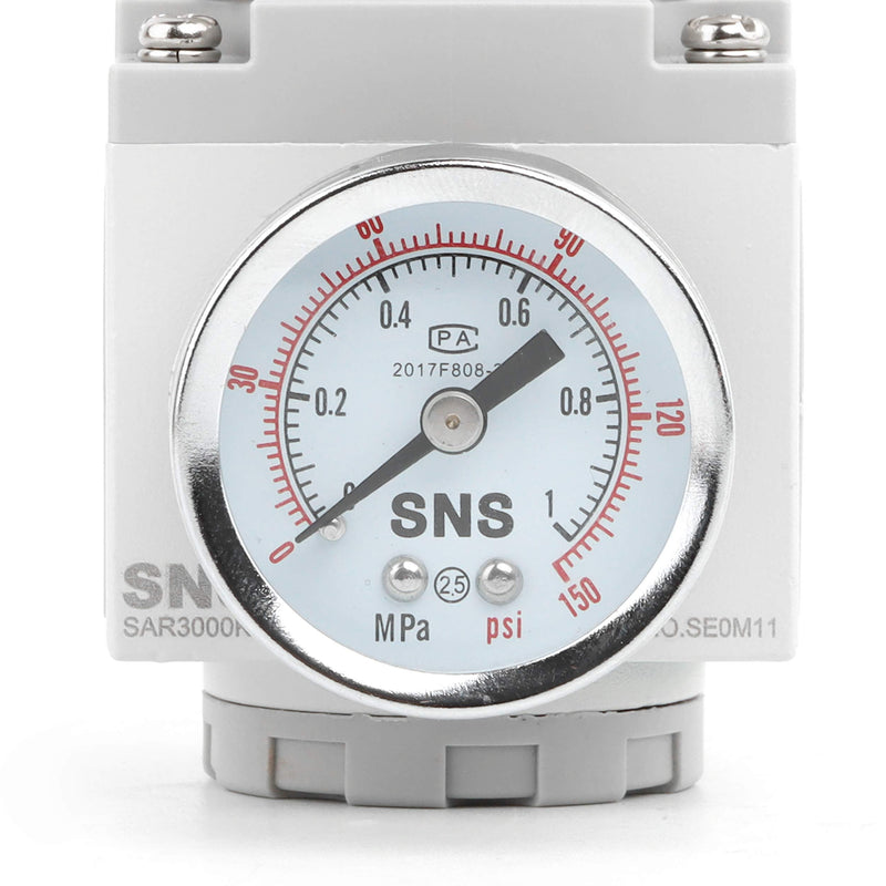 [Australia - AusPower] - SNS Air Pressure Regulator Female Thread 1/4 NPT Compact Type Relief Type 0-150 PSI Adjustable, Bracket, Gauge SAR3000K-N02 SAR3000-N02 