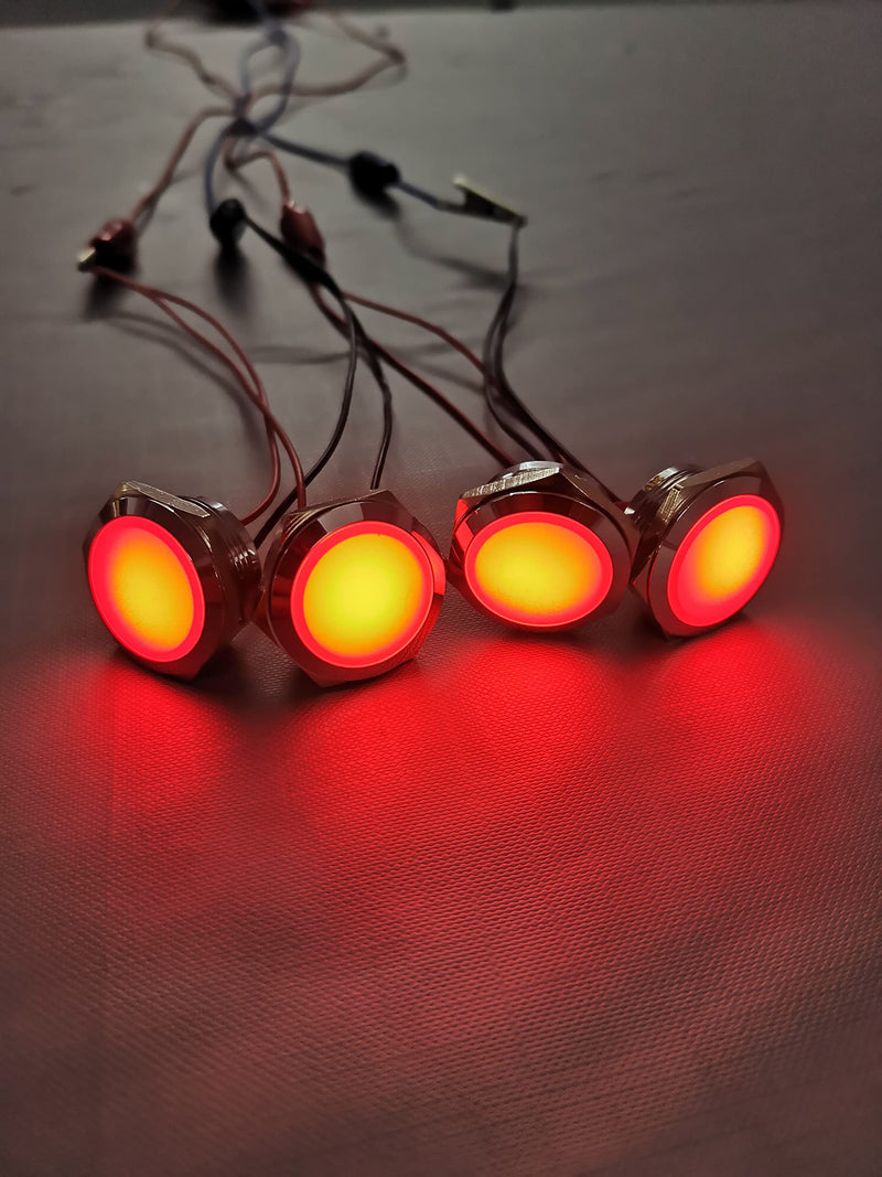 Gebildet 4pcs AC/DC 12-24V 20mA Energy Saving Indicator Metal Indicator Lamp Waterproof Signal Lamp Hole Size 22 mm Red LED (Spherical Surface Head) Red (Ac/Dc 12-24v)
