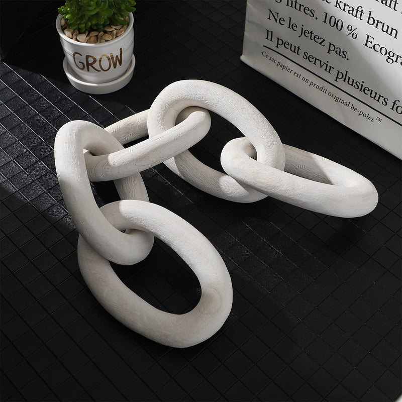 [Australia - AusPower] - Decorative Wood Link Chain Wooden Chain Decor 5 Link Decoration for Family Party Home Office Decoration Supplies(White) White 
