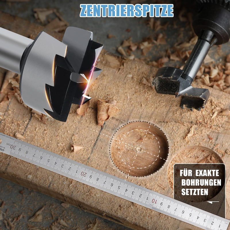 [Australia - AusPower] - Forstner Drill Bit 23 mm for Wood, Forstner Bits Diameter 23 mm, Length 90 mm with 8 mm Round Shank 23mm 