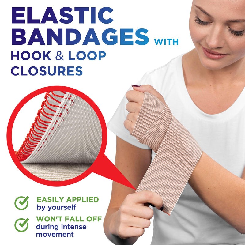 [Australia - AusPower] - Premium Elastic Bandage Wrap - 3” (2pk) - Strong Compression - Self-Closing Reusable Bandages for Legs and Arms - Wrist, Elbow, Foot, Knee Wrap 2 Pack Elastic 3in 