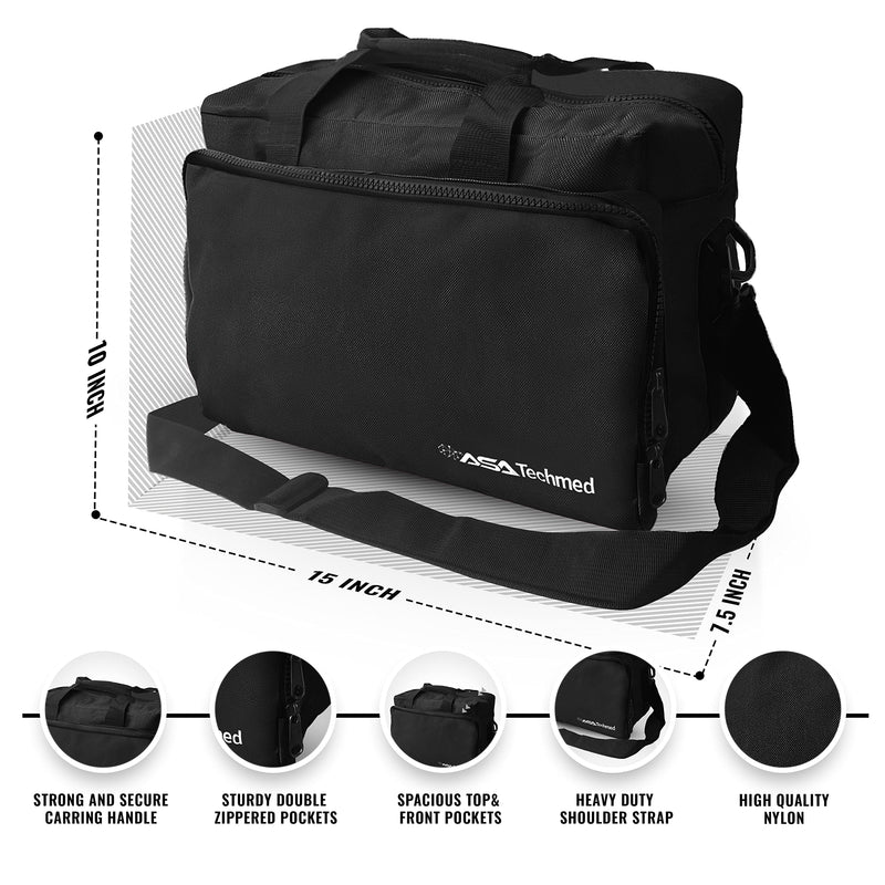 [Australia - AusPower] - ASA TECHMED Nurse Bag for Medical Equipment, Nurse Accessories Bag Ideal for Doctors, Nurses, Home Health Aids, Medical Students (Black) 