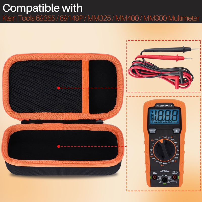 [Australia - AusPower] - Storage Case Compatible with Klein Tools 69355 / 69149P / MM325 / MM400 / MM300 Digital Multimeter Voltage Tester 600V AC/DC 