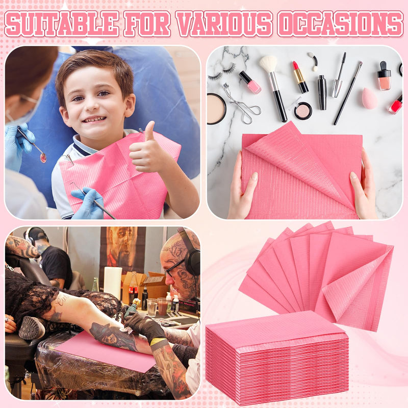[Australia - AusPower] - 100 Pcs Disposable Salon Tray Cover 13 x 18 Inch 3 Ply Waterproof Salon Tray Protector Pink or Black Salon Tray Cover for Salon(Pink) 