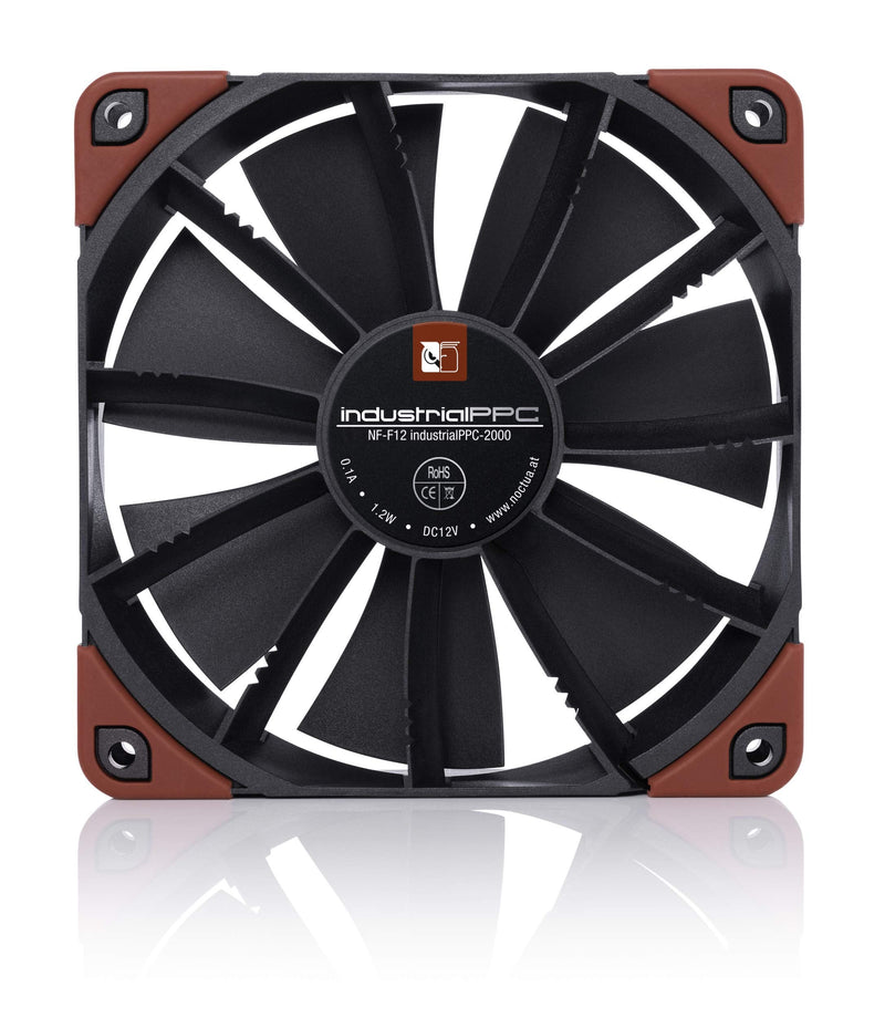 Noctua NF-F12 iPPC-2000, Heavy Duty Cooling Fan, 3-Pin, 2000 RPM (120mm, Black)