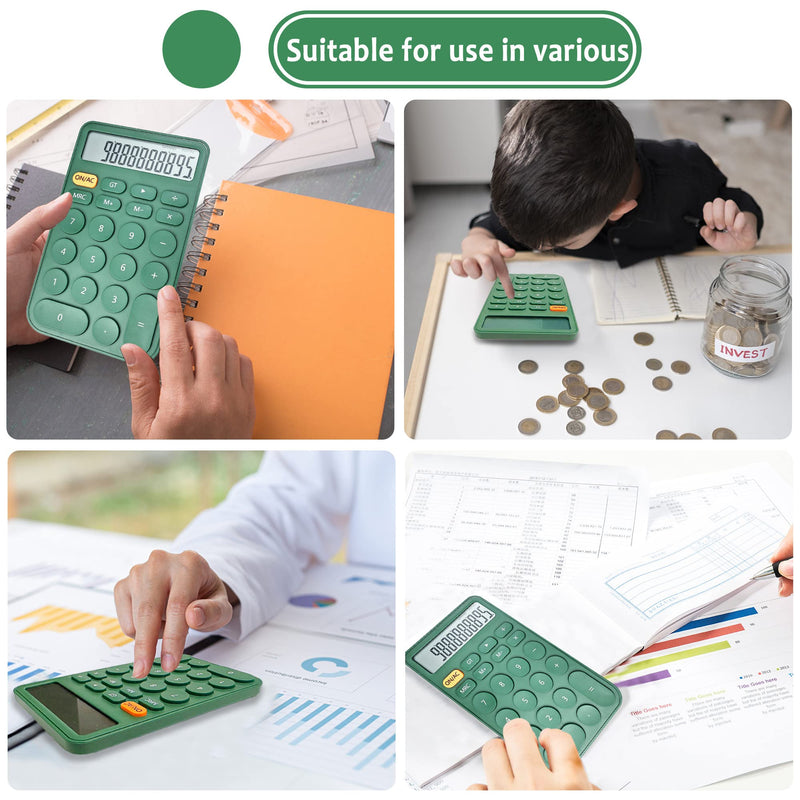 [Australia - AusPower] - Standard Calculator 12 Digit,Desktop Large Display and Buttons,Calculator with Large LCD Display for Office,School, Home & Business Use,Automatic Sleep,with Battery (Green) 5.5in Green 