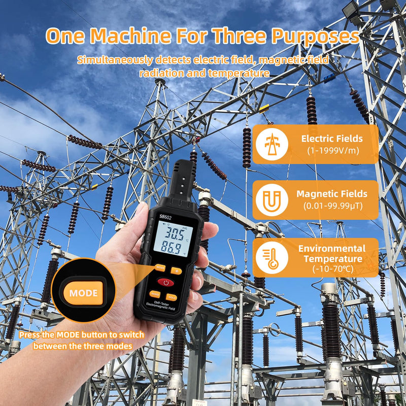 [Australia - AusPower] - Mcbazel 3 in 1 Digital EMF Meters Radiation Detector Electromagnetic Fields Digital Electromagnetic Radiation Meter 